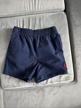 Ralph Lauren Navy Elastic Waist Kids Shorts with Red Pony Accent- size 18 months